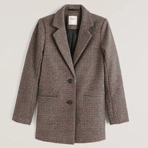 Abercrombie Wool Blend Blazer Coat NWT Brown Plaid